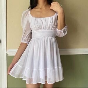 Lucy in the Sky White Puff-Sleeve Mini Dress
